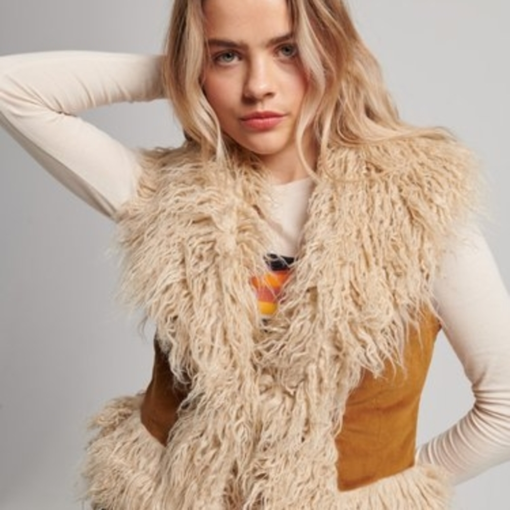 Superdry Faux Fur Vest – Size S